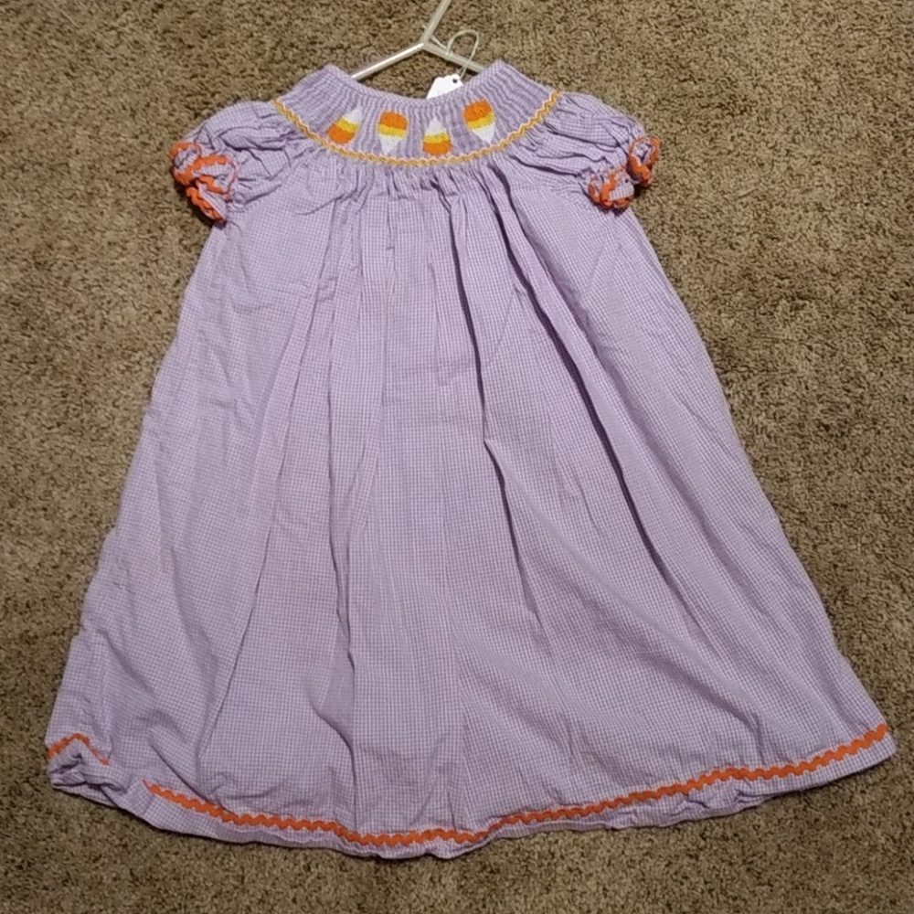 Size 3 & 4 Smocked Girls Candy Corn Dress